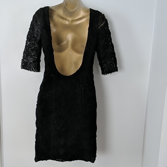 Rachel Roy black floral lace open back dress size 4 - Picture 4 of 8